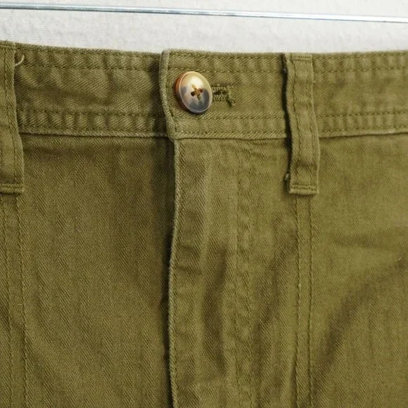Madewell aj524 Womens Camp Shorts High Waist Green Cotton Elastic Waist Sz Small - Picture 3 of 8